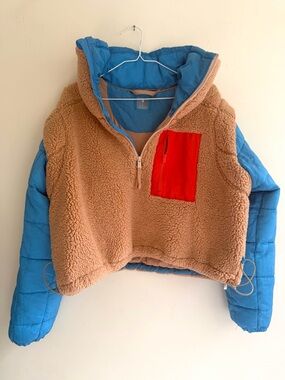 FP Movement Scenic Route Colorblock 1/2 Zip Pullover sherpa fleece puffer M